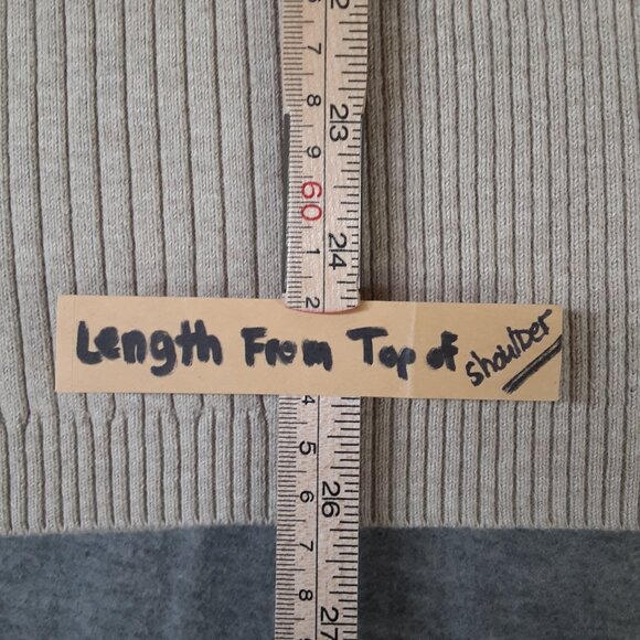 Perry Ellis Vintage Sweater LARGE 80's Beige Ribbed Long Sleeve Pullover 1/4 Zip - Picture 4 of 7